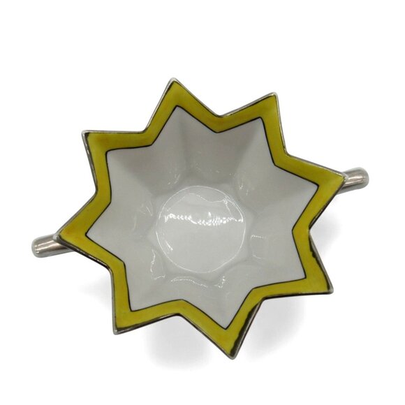 NORITAKE STAR Shaped Sugar Bowl Yellow Floral Starburst Design Japan Vintage - Picture 8 of 11